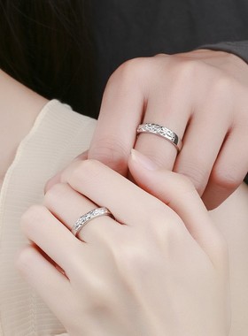 招财貔貅情侣对戒ins女戒子小众设计冷淡风浮雕立体感简约素圈戒