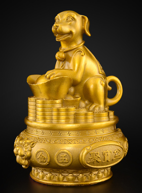 黄铜聚宝盆十二生肖摆件全套本命年鼠牛虎兔龙蛇马羊猴鸡狗猪三合