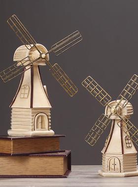 美式复古荷兰风车工艺摆件酒吧咖啡客厅店铺装饰品创意摆设礼品