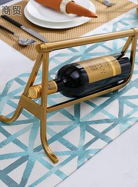 客厅简约金色红酒瓶架酒柜葡萄摆件置物架轻奢高档装饰品斜放创意