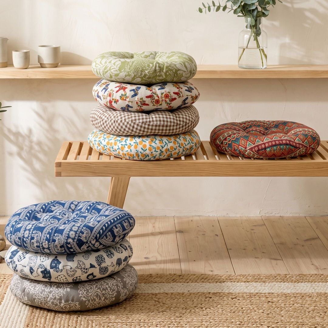 Cotton and linen futon cushions, round thickened chair cushions, home bay window cushions, tea house cushions