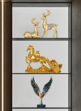 轻奢家居摆件组合套装客厅电视柜办公室鹿大象马牛摆件酒柜装饰品