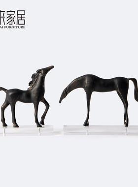 现代简约金属马摆件客厅酒柜书架陈设饰品样板间书房桌面装饰摆设