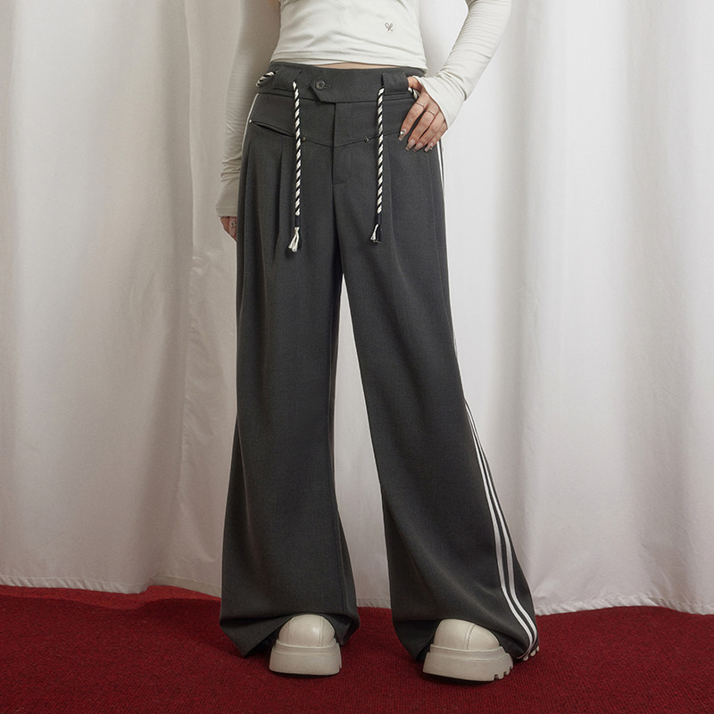 UNIFREEPLUS大码美式休闲西装裤垂感大阔腿直筒复古百搭拖地长裤,淘宝优惠券,粉丝福利购,淘宝优惠卷