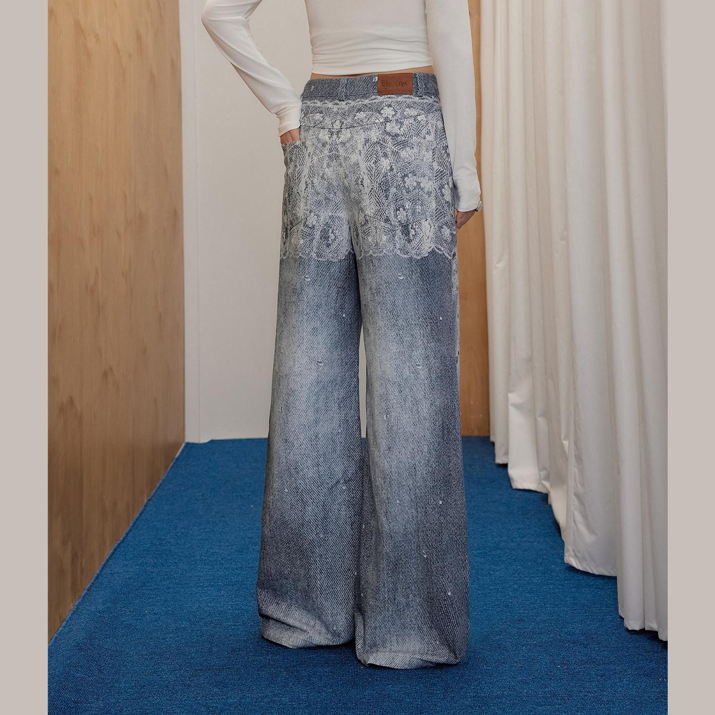 UNIFREEPLUS【腿型修正器 · 流浪丹宁】大码阔腿休闲裤女牛仔裤,淘宝优惠券,粉丝福利购,淘宝优惠卷