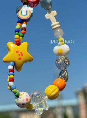 彩色多巴胺童趣星星串珠手链女款甜美可爱手串夏日女生闺蜜配饰潮