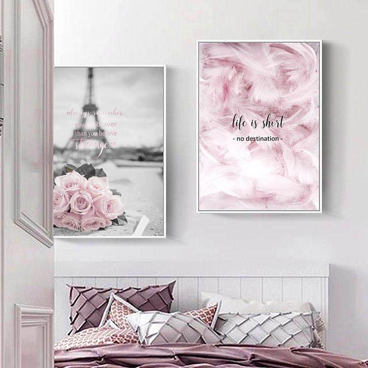 北欧小清新粉色羽毛客厅壁画现代装饰画街景新款卧室床头玄关挂画,淘宝优惠券,粉丝福利购,淘宝优惠卷