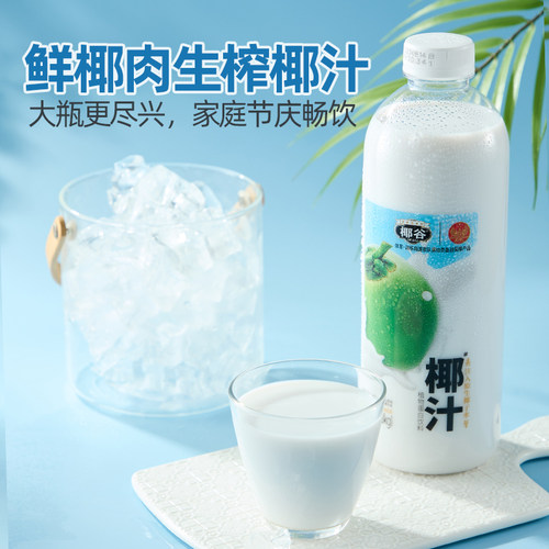 白小楠丨椰谷鲜椰汁新鲜椰肉生榨椰子汁大瓶椰奶果汁植物蛋白饮料 - 图0