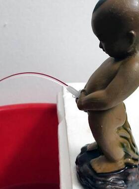 陶瓷尿尿童子撒尿小孩假山循环流水盆鱼缸景观吸水石盆景摆件装饰