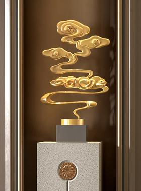 新中式祥云雕塑入户进门玄关落地摆件办公室酒店别墅装饰品客厅柜