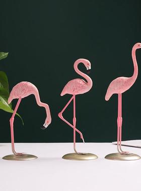 北欧ins仿真火烈鸟摆件客厅电视柜装饰品可爱少女心卧室房间布置