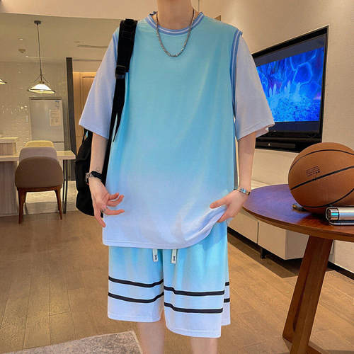 青少年冰丝球衣学生短袖t恤夏季篮球服训练服跑步男运动套装男夏 - 图2