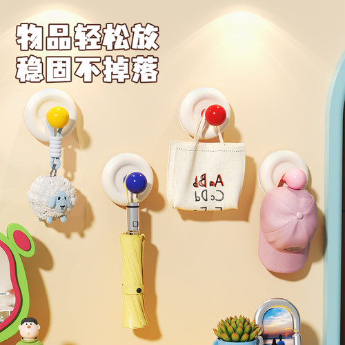 吸盘玄关挂钩强力承重粘胶免打孔入户门口放钥匙神器帽子置物粘贴 - 图1