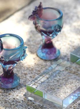 古法琉璃四君子梅兰竹菊碗杯创意摆件客厅装饰摆放高档礼品收藏