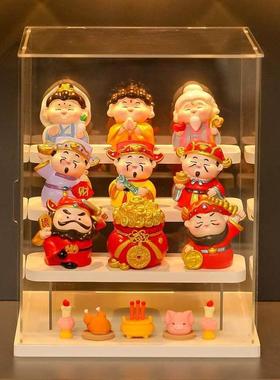 小神仙家居桌面玄关装饰五路财神摆件办公室工位展示架礼品小摆设