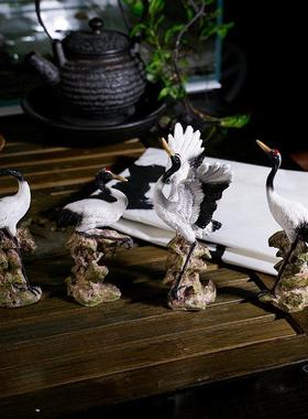 鱼缸内饰盆景造景假山水景仿真树脂小仙鹤室外动物摆件小饰品物件