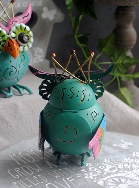 百亩家美式田园风做旧可爱铁艺猫头鹰家居阳台花园庭院装饰品摆件