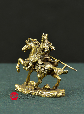 关公铜像纯铜 关羽关二爷骑马摆件汽车载佛像 关帝武财神招财神像