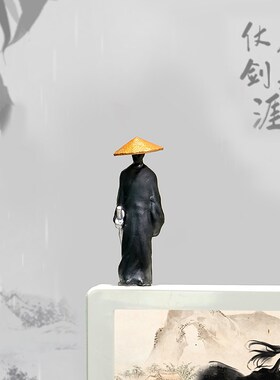 武侠三剑客电脑显示器装饰品办公室桌面工位解压汽车中控台小摆件