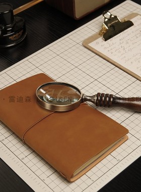 样板间书房装饰摆件样板房书桌软装复古笔记本手稿钢笔放大镜道具