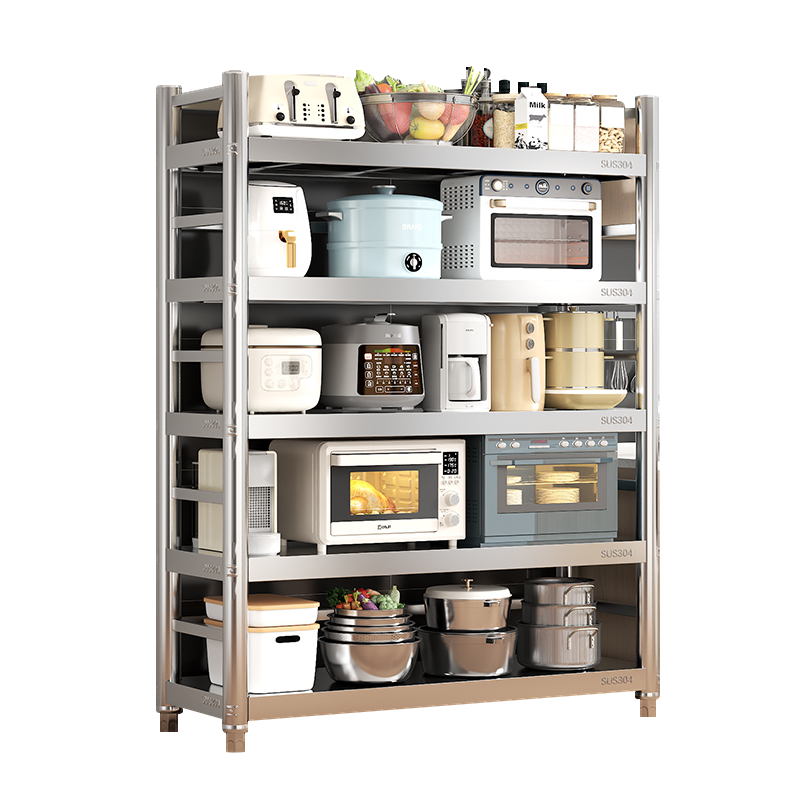 304不锈钢厨房置物架家用落地多层收纳货架带轮微波炉烤箱储物架,淘宝优惠券,粉丝福利购,淘宝优惠卷