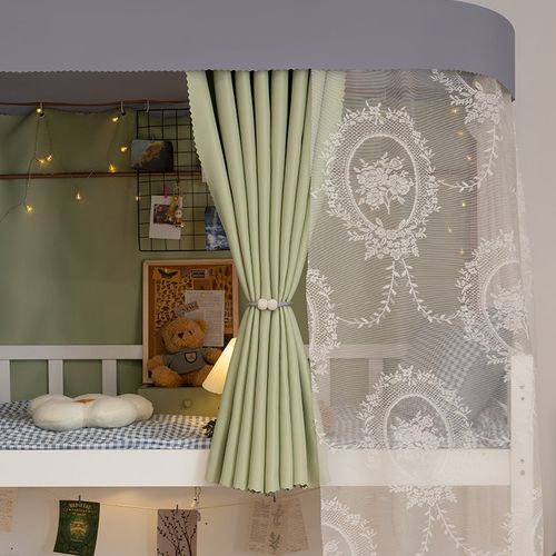 优选法式床帘宿舍u型双滑轨学生蚊帐上铺下铺强遮光男生女生寝室 - 图1