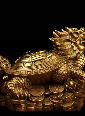 优选黄铜龙龟摆件八卦龙龟龙头龟母子龟家居客厅玄关办公室吉祥物