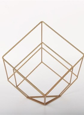 优选简约现代金色不规则几何体摆件办公室时尚铁艺创意四方正方体