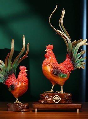 优选彩铜大吉大利公鸡摆件家居客厅玄关办公室桌面装饰品开业乔迁