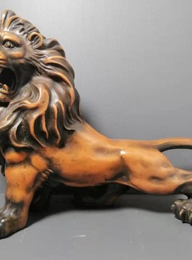 优选纯铜狮子家居办公室吉祥物摆设黄铜狮子客厅电视柜装饰品狮子