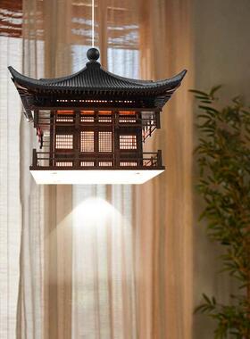 新中式客厅饭厅书房茶室装饰灯具空中楼阁装饰吊饰手工制成品摆件