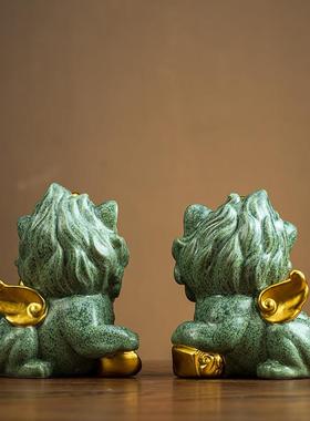 招财貔貅摆件一对聚财陶瓷客厅办公室装饰品店铺公司开业大吉礼物