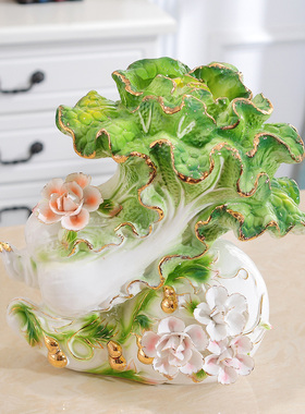 精选玄关白菜摆件陶瓷家居装饰品客厅工艺品公司开业礼品创意电视