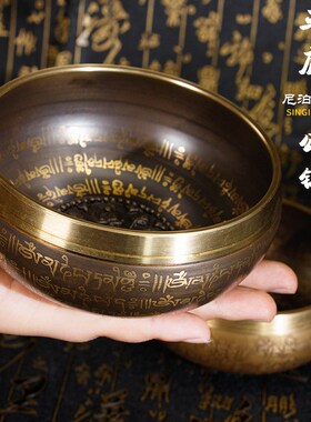音钵颂钵尼泊尔手工雕刻经文钵静心音波轻疗愈教程篆刻法海佛音碗