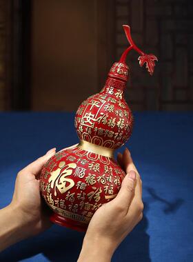 彩铜葫芦摆件开盖百福空心铜葫芦福禄新年吉祥客厅家居玄关装饰