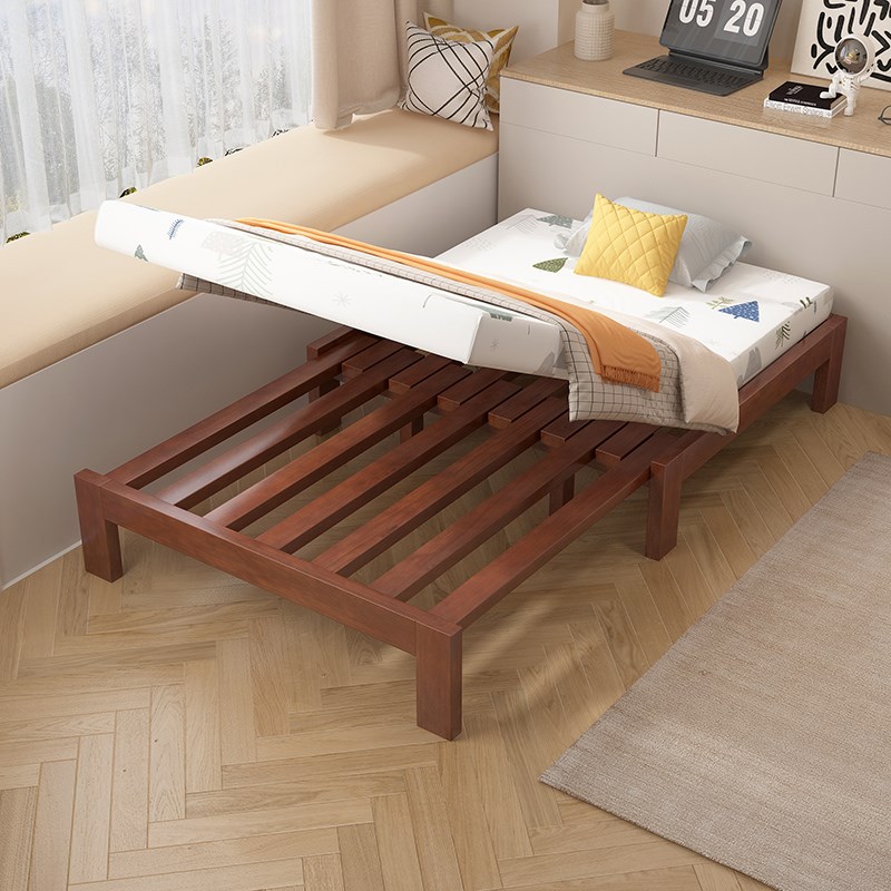 榉木实木折叠床两用小户型沙发床客厅榻榻米抽拉床家用单人伸缩床 - 图1