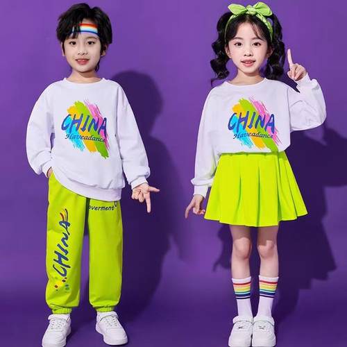 儿童啦啦队演出服装小学生运动会班服卫衣套装男女童大合唱表演服 - 图2