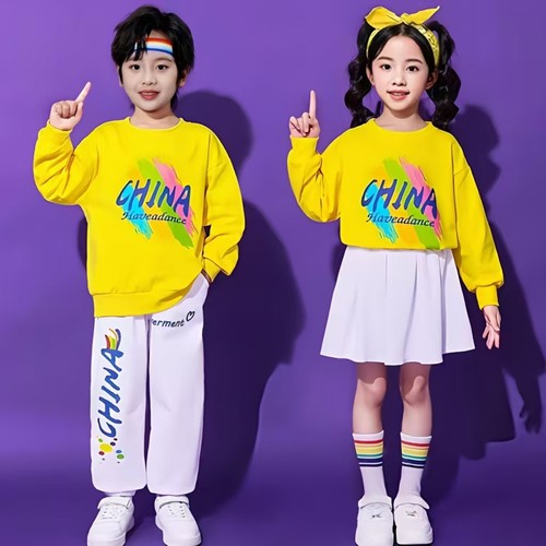儿童啦啦队演出服装小学生运动会班服卫衣套装男女童大合唱表演服 - 图1
