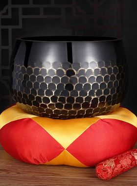 台湾铜磬铜钵佛音碗修行钵瑜伽颂钵法器家用黑色黄铜庆寺庙大磬