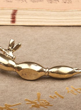 黄铜实心纯铜小摆件桌面手把件蜻蜓莲藕茶道茶宠雕铸古玩小铜器