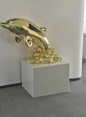 鲸鱼动物落地雕塑摆件商场酒店大堂壁挂海豚玻璃钢摆设家居装饰品