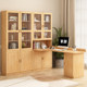 Desk bookshelf integrated table combination corner solid wood study table home student corner writing table floor-standing computer table