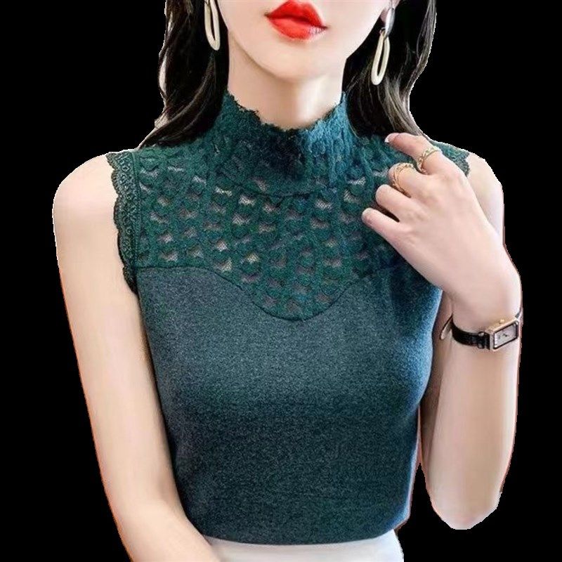 打底衫德绒澳绒秋冬加厚保暖背心女蕾丝拼接无袖背心女保暖上衣潮,淘宝优惠券,粉丝福利购,淘宝优惠卷