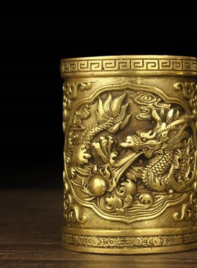 优选铜龙马鹰笔筒摆件家居办公室桌面书架书房复古创意小装饰品摆