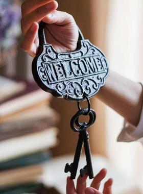 #铸铁钥匙串装饰摆件墙面挂饰件复古欧式杂货花园庭院别墅户