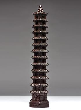 黑檀木雕刻13层文昌塔摆件文昌塔十三层家居客厅玄关装饰工艺品