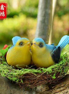 创意彷真小鸟装饰摆饰客厅电视柜装饰花园庭院树脂工艺品动物摆件