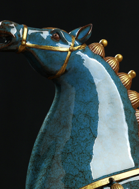 东方泥土《将军马》陶瓷马摆件客厅酒柜办公室桌面装饰工艺品礼品