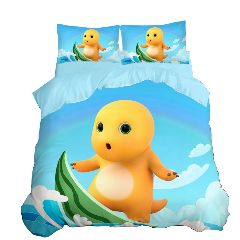 秋冬保暖卡通小七和奶龙床单被套四件套珊瑚绒儿童可爱单人三件式,淘宝优惠券,粉丝福利购,淘宝优惠卷