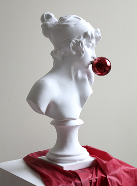 珠光红吹泡泡女孩雕塑雕像艺术装饰品酒店民宿婚房氛围感创意摆件